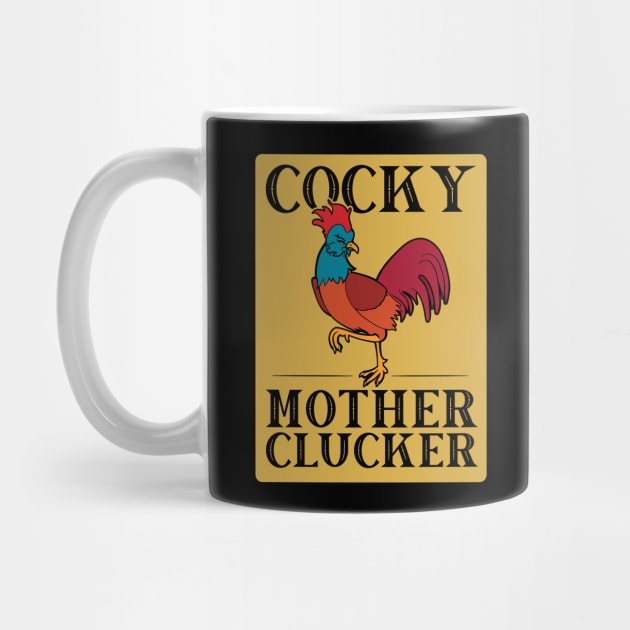 Funny Chicken Cocky Mother Clucker Vintage Rooster by Huhnerdieb Apparel